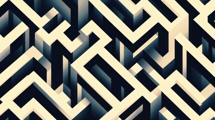 Poster - Abstract Geometric Maze Pattern with Shadows and Depth Effects