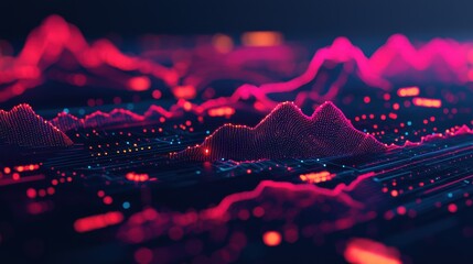 Poster - Glowing graphs depicting marketing success and future growth in digital landscape