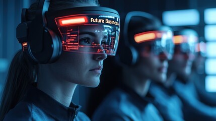 Poster - Marketing team planning future business with augmented displays