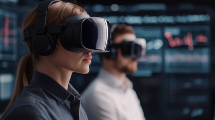 Poster - Marketing team planning with augmented reality displays and vr headsets