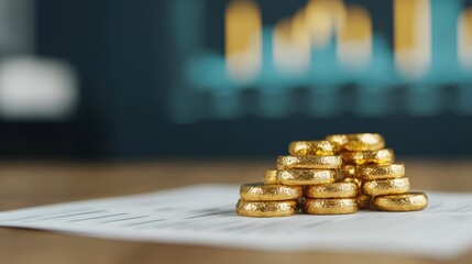 Poster - Gold bullion stacked on financial reports symbolizing wealth planning