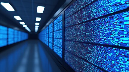 Aufkleber - Futuristic server room showing big data and cloud computing