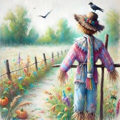 허수아비, 파스텔화, jpeg (scarecrow, pastel painting, jpeg)