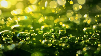 Aufkleber - This Clear bubbles float in a bright green liquid, reflecting light and creating a shimmering effect.