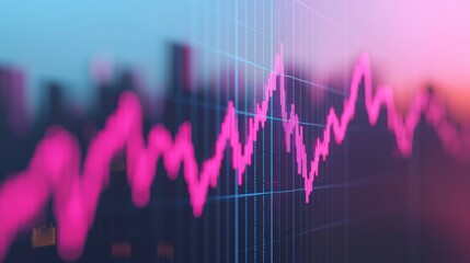 Poster - Financial graph showing market volatility in holographic display