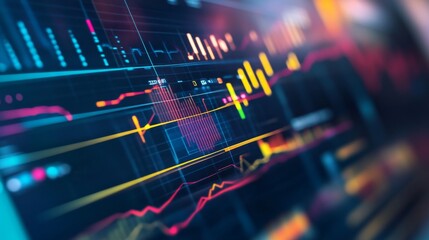 Leinwandbilder - Colorful Digital Financial Data Visualization on Gradient Background