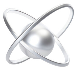 png y2k chrome science atom metallic sphere illustration.