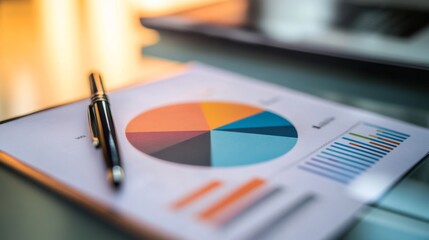 Leinwandbilder - Analytical Report with Chart and Pen on Glass Table Surface