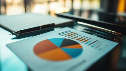 Poster - Detailed Business Report with Charts on a Modern Desk Surface