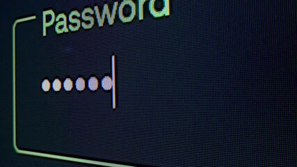 Enter password on PC, Log in Close up of computer screen entering correct password to system. Logging in to system using wrong password key, having no access to data