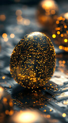 Leinwandbilder - Golden circuit board easter egg placed on a motherboard, showcasing the blending of technology and tradition