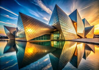 Poster - Flat Fish Architecture: Surreal Buildings Resembling Flatfish, Modern Architectural Photography, Unique Building Design