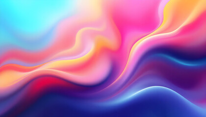 Poster - Abstract wave lines pattern dynamic colorful light flowing isolated on black background design element in the concept of music. Iridescent wavy liquid blob in a bold holographic style background