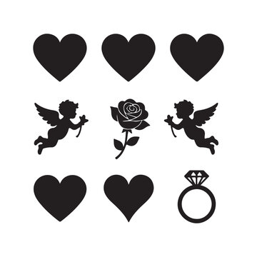 Valentine Day Icons. Romance icons. Valentines day symbol set. user interface and print.
