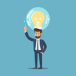 © Touch - Professional Businessman Holding Lightbulb Vector Illustration for Creative Ideas and Innovation Concepts
