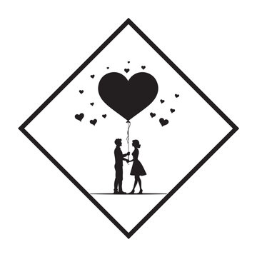 Valentine's Couple silhouette. Dancing after dinner.