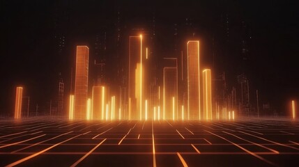 Poster - Dynamic Neon Cityscape with Vibrant Light and Futuristic Design