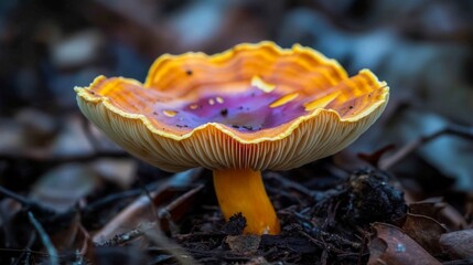 Aufkleber - Vibrant orange mushroom with intricate details in natural setting