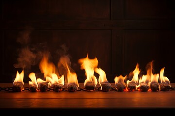 Poster - Flames dance along the surface in a mesmerizing display of warmth and light. Generative AI