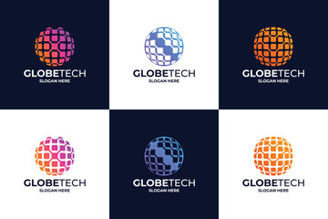 Set Of Digital Globe Logo design