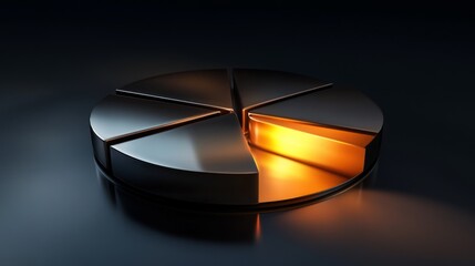 Poster - Metallic Pie Chart Segment with Glowing Section on Dark Background