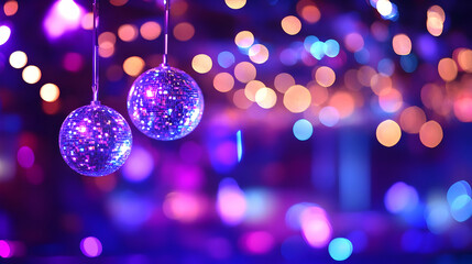 Poster - Disco Ball Background Purple Lights Illustration