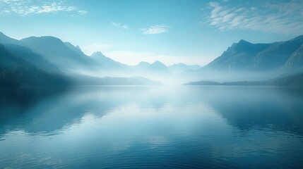  Misty Mountain Lake Reflection at Dawn