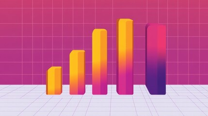 Poster - Colorful 3D Bar Graph Representing Growth on a Gradient Background