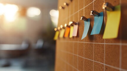 Aufkleber - A social media calendar pinned on a corkboard, styled with highlighters and sticky notes