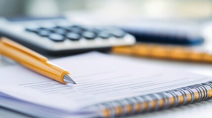 Aufkleber - A report card being reviewed with a calculator and notebooks placed alongside for academic planning