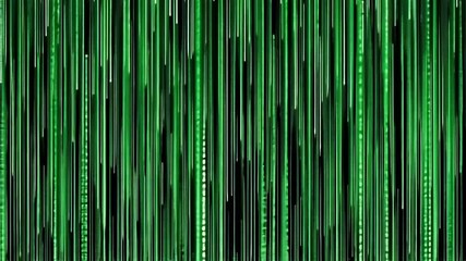 Poster - Bright green binary digits fall in a vertical stream against a dark background, illustrating a dynamic representation of digital data and technology in action.