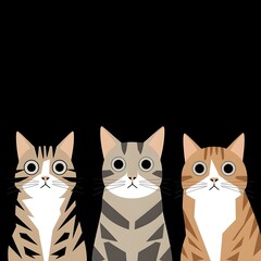 Wall Mural - Minimal art illustration of adorable cats kittens kitty icon vector	