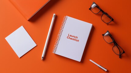 Aufkleber - A flat lay of startup essentials like business cards, prototype designs, and a 