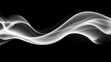 Fototapete - Elegant Flowing White Smoke on a Black Background with Soft Curves
