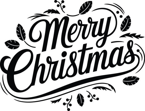 Merry Christmas  lettering text symbol vector illustration