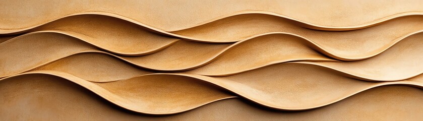 Poster - Abstract wave pattern with smooth curves in a warm beige tone, perfect for design projects.