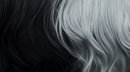 Poster - Elegant Ombre Gradient Hair with Bold Jet Black and Soft Silver Tones