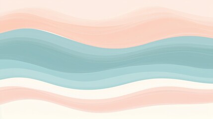 Poster - Soft Peach and Aqua Gradient Background with Gentle Artistic Waves