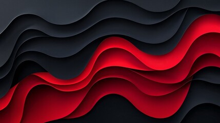 Poster - Modern Gradient Background with Rich Shades of Red and Black Waves