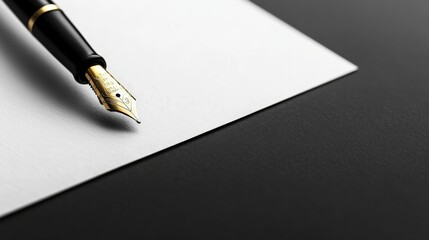 Aufkleber - A close-up of a blank check being filled out with a fountain pen, with a minimalist background