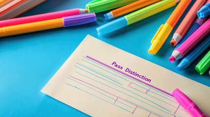 Aufkleber - A clean flat lay of a report card marked 