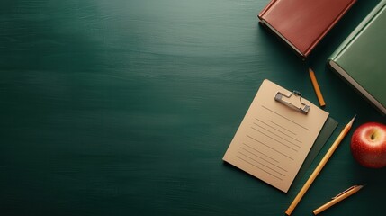 Aufkleber - A classroom flat lay with a report card, books, and chalk styled for an academic theme