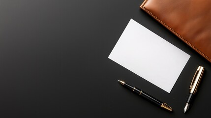Aufkleber - A blank check resting neatly next to a leather-bound planner, pen, and a crisp white envelope