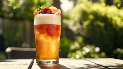 Poster - Refreshing Summer Cocktail in a Sunlit Garden Setting