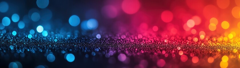 Poster - Colorful abstract bokeh background with vibrant hues of blue, pink, and orange lights.