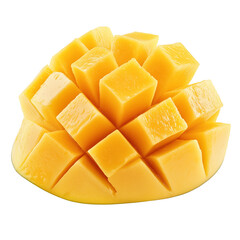 Aufkleber - Fresh mango cubes forming a delicious pattern on transparent background