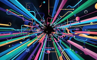 Poster - Abstract colorful lines vector background internet big data and technology connections concept abstract template