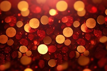 Poster - A rich, deep red background filled with golden bokeh lights that evoke the warmth of a cozy holiday setting. The soft, glowing circles create a luxurious and festive feel.