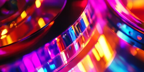 Aufkleber - Vibrant colorful abstract design showcasing glossy circular shapes. The image captures the play of light and reflections in a modern style. Perfect for artistic digital projects. AI