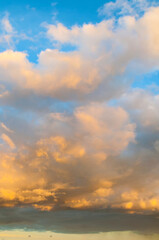 Wall Mural - scenic sunset sky nature background in golden hour. amazing colorful sky and dramatic sunset evening